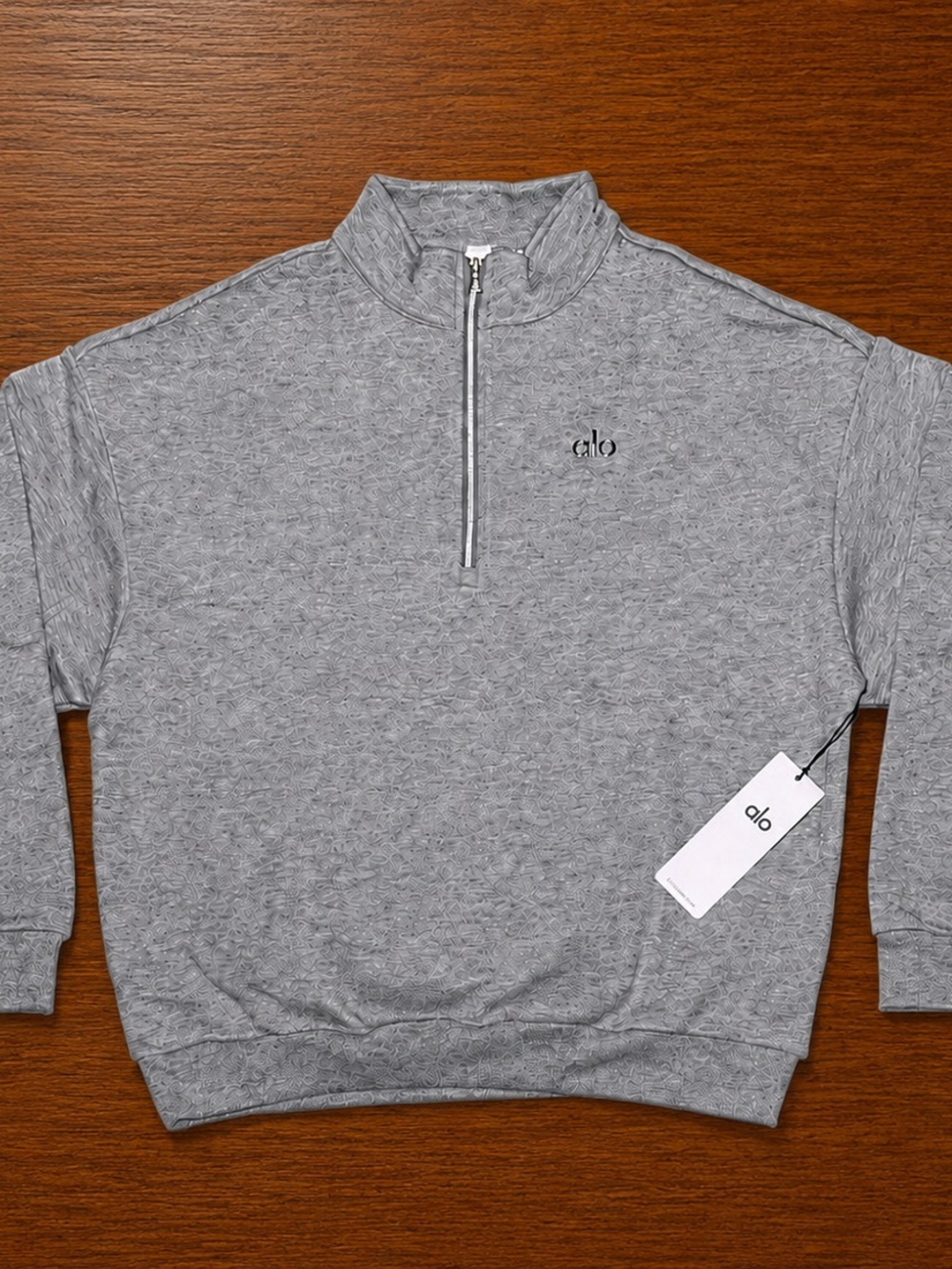 Alo Yoga Quarter Zip Pullover – Heather Gray Long Sleeve (Size M)